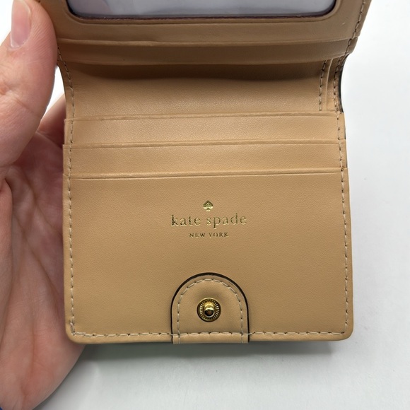 Kate Spade Red Tan Ostrich? Leather Wallet Bifold ID Card Holder - Picture 9 of 16